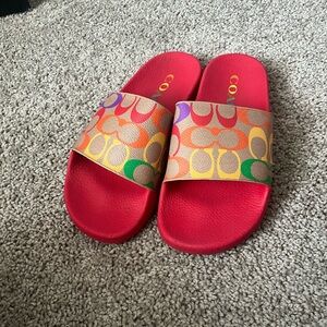 COACH Multicolor Slides Size 7.5